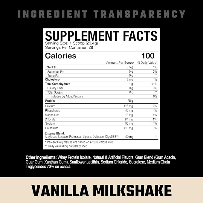Axe & Sledge Supplements Farm Fed 100% Whey Protein Isolate with Digestive Enzymes (Vanilla Milkshake V2)