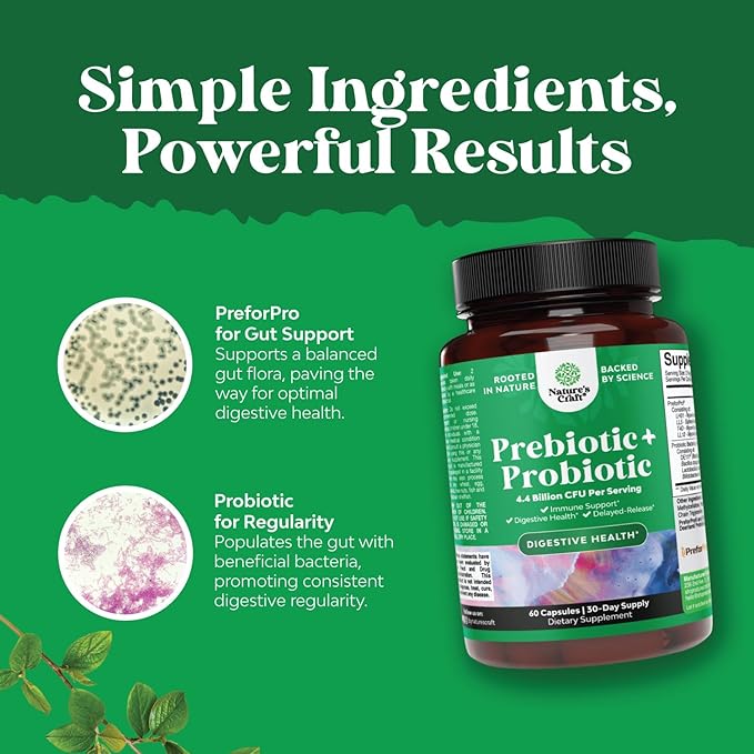 Prebiotics and Probiotics Gut Health Supplement - Super Potent Digestive Health Acidophilus Probiotic Capsules with Men and Womens Probiotics and Prebiotics for Colon Digestive Support and Immunity