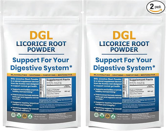 DGL Licorice Supplement: Supports Digestive Health, Gut Lining Support, DGL Powder for Wellness, Licorice Root Extract Powder, 140 Servings (2-Pack)