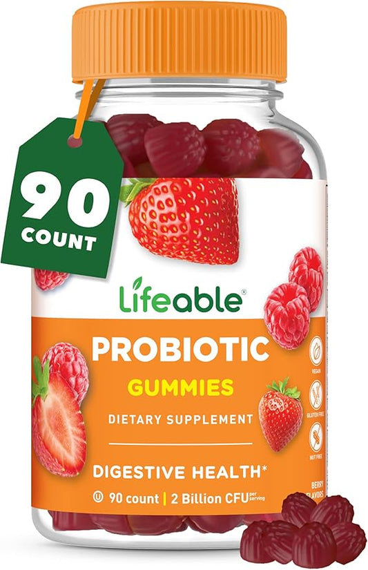 Lifeable Probiotics Gummies | 2 Billion CFU | Great Tasting Probiotic Gummies for Women | Probiotic Gummy for Gut Health and Immune Support | Probiotics for Women and Men | 90 Gummies