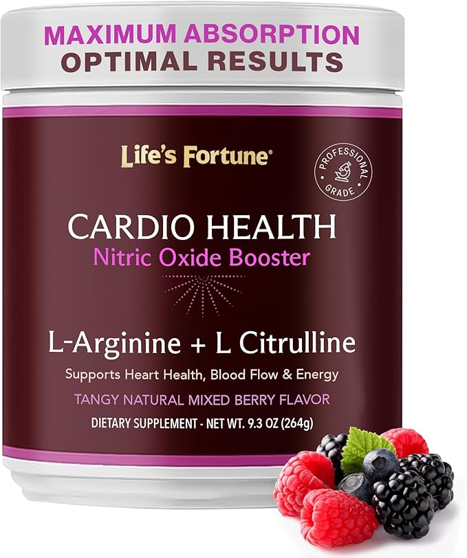Life's Fortune 5000mg L Arginine 1000mg L Citrulline Supplement Powder, High Potency Nitric Oxide Booster, Natural Mixed Berry Flavor (20 Servings (Pack of 1)