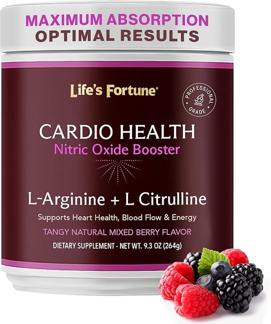 Life's Fortune 5000mg L Arginine 1000mg L Citrulline Supplement Powder, High Potency Nitric Oxide Booster, Natural Mixed Berry Flavor (20 Servings (Pack of 1)