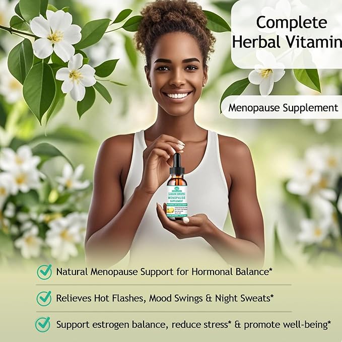 10-in-1 Menopause Supplements for Women, Complete Menopause Vitamins w. Black Cohosh Ksm66 Ashwagandha Red Clover For Hot Flashes Night Sweats Mood Swings, Liquid Menopause Potency than Capsules Pills