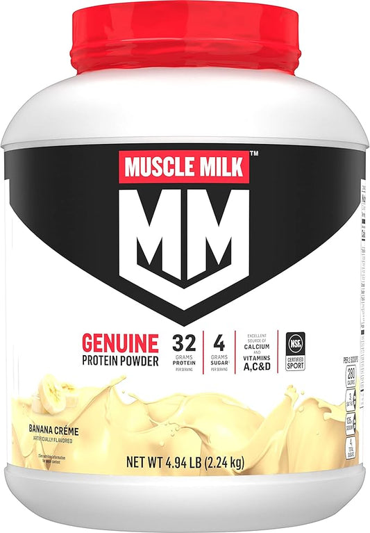 Muscle Milk Genuine Protein Powder, Banana Crème, 32g Protein, 4.94 Pound, 32 Servings
