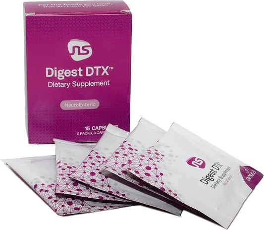 NeuroScience Digest DTX Travel Packs - Digestive Enzymes for Men & Women + Apple Cider Vegar & Zinc Carnosine - Promote Healthy Gut Detox, Immune Support & Digestive Health (15 Capsules)