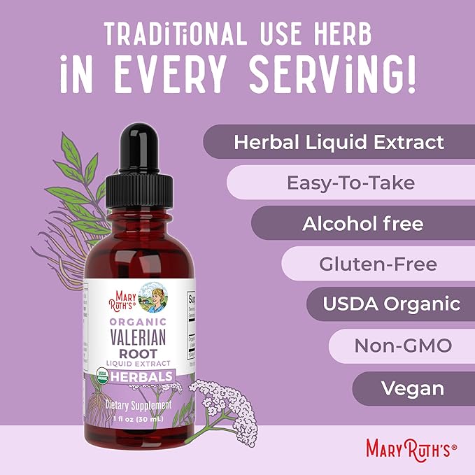 MaryRuth Organics Valerian Root Liquid Drops | 2 Month Supply | Sugar Free | USDA Organic Valerian Root Drops | Support Sleep | Calm and Stress Relief | Vegan | Non-GMO | Gluten Free | 60 Servings