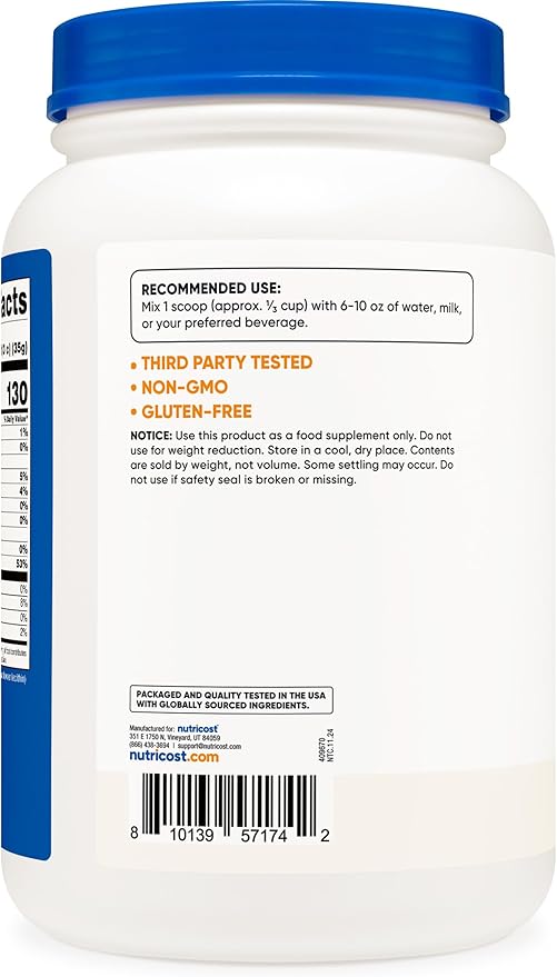Nutricost Whey Protein Isolate (Unflavored) 2LBS