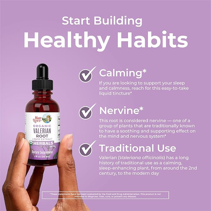 MaryRuth Organics Valerian Root Liquid Drops | 2 Month Supply | Sugar Free | USDA Organic Valerian Root Drops | Support Sleep | Calm and Stress Relief | Vegan | Non-GMO | Gluten Free | 60 Servings