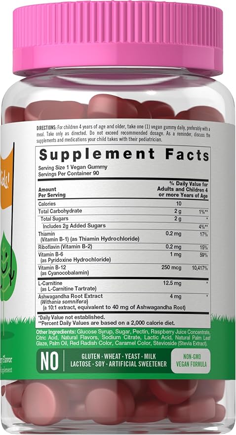 Carlyle Kids B Complex Gummies | 90 Count | Peach Raspberry Flavor | Non-GMO, Gluten Free & Vegan Supplement | Lil' Sprouts