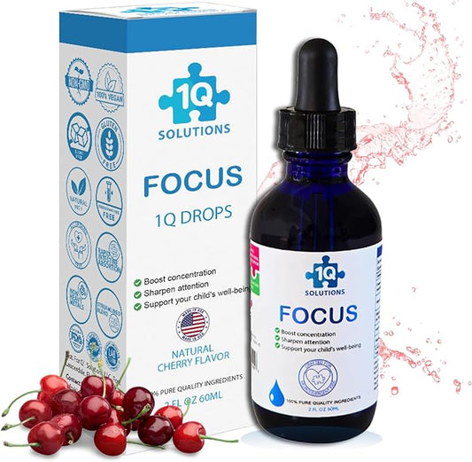 Focus Kids Enhances Clarity Drops | Acetyl L-Carnitine, Vitamin B1,B6,B12 & Folate | Sugar-Free, Vegan, Gluten-Free, Non-GMO | Cognitive & Attention Support | Advance Absorption | 2 Fl Oz