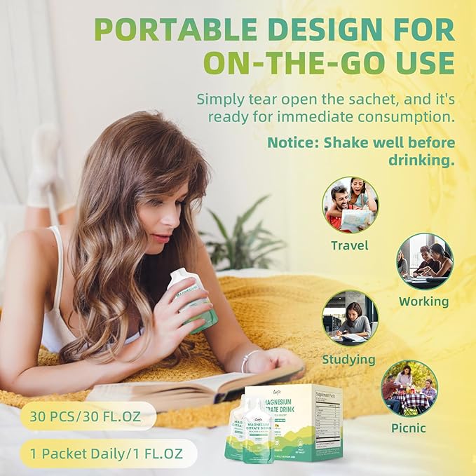Magnesium Citrate Liquid Supplement,Magnesium Drink/Oral Solution with Bromelain,Vitamin,Zinc and Sodium for Zzz and Gut Support,Pineapple,30 Day Supply