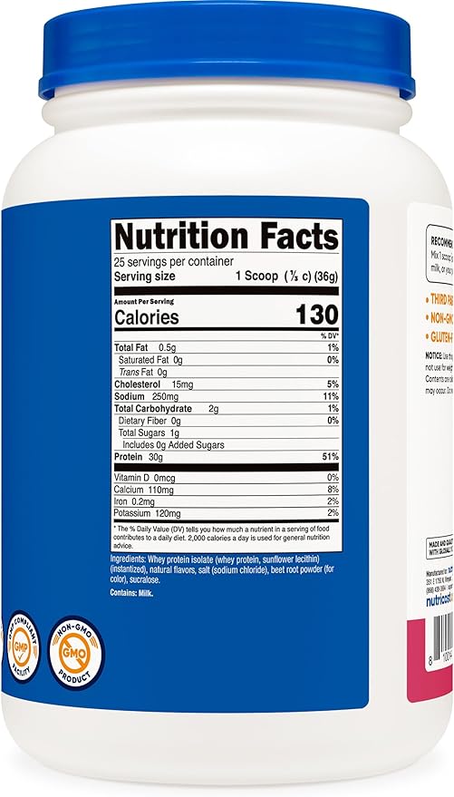 Nutricost Whey Protein Isolate (Strawberry Acai, 2 Pounds)