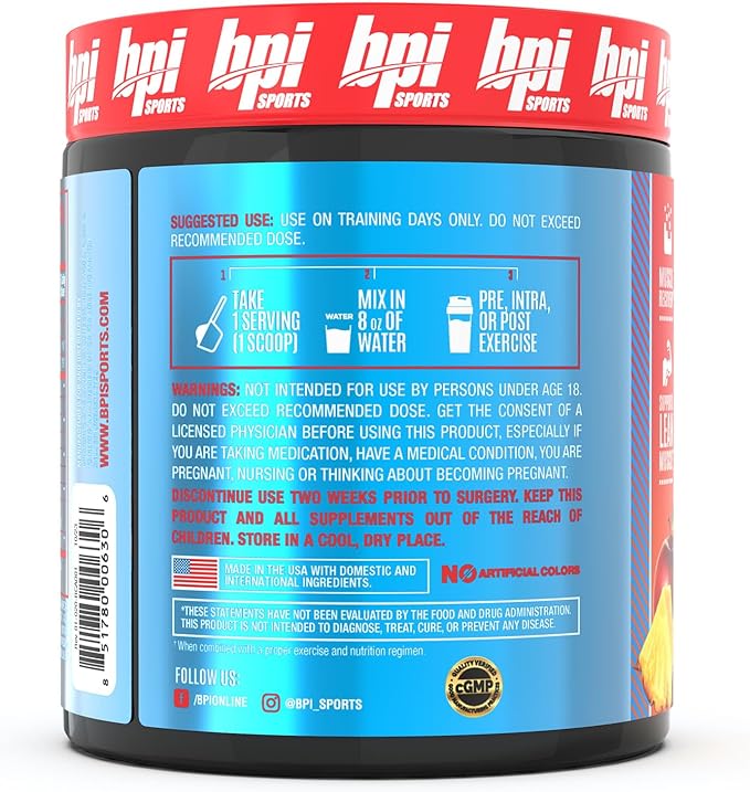BPI Sports Best BCAA - Building Blocks of Protein and Muscle - Post-Workout Recovery - Weight Loss Support - Fruit Punch, 30 Servings, 300 grams