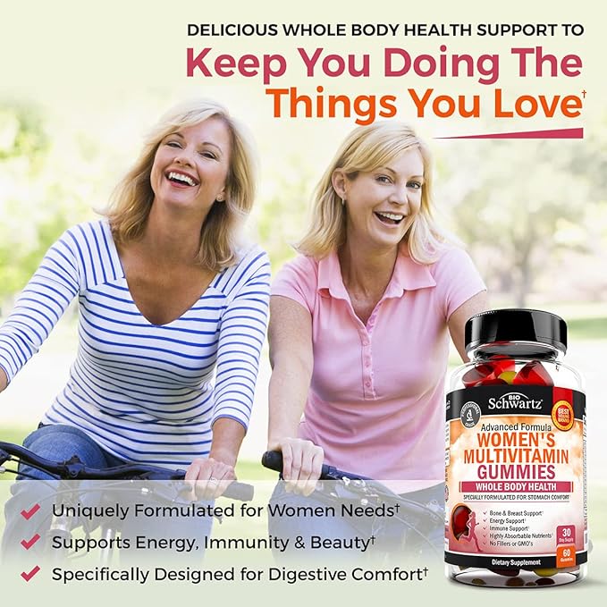 Women's Multivitamin Gummies with A C B6 B12 D & E Vitamins for Immune Support - Gummy Multivitamins for Bone Breast Skin Joint & Energy Health - Multivitamin for Women - Mixed Berry Flavor, 60 Count