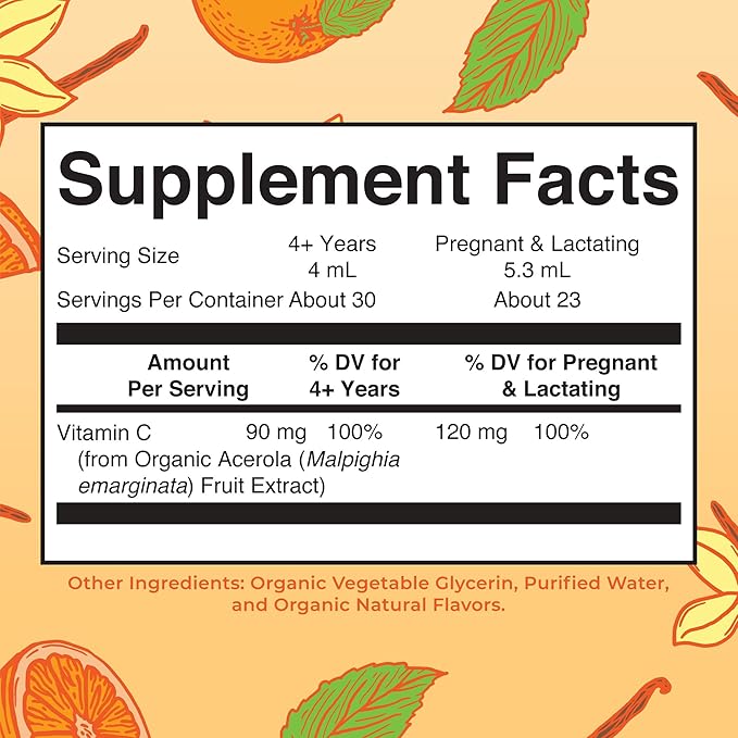 MaryRuth Organics Organic Vitamin C Supplement | Liquid Vitamin C Liquid Drops for Adults & Kids | Immune Support Supplement for Overall Health | Vegan | Non-GMO | Gluten Free | 4 Fl Oz