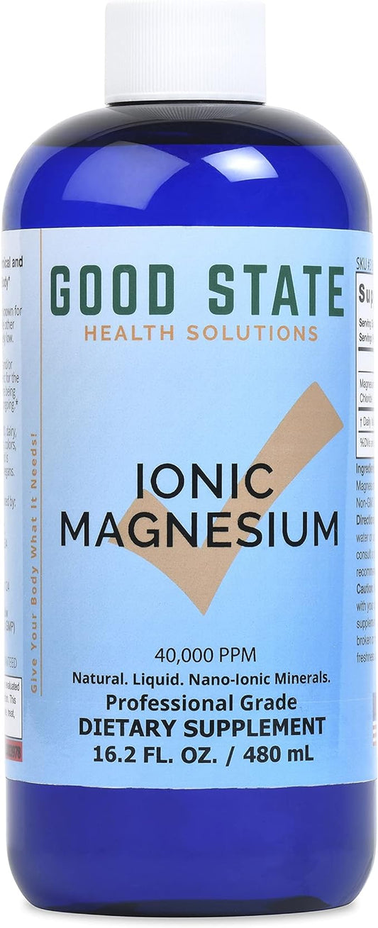 Good State | Ionic Magnesium 16 oz.| Natural | Nano Sized Mineral Technology | Professional Grade | Supports Healthy Chemical & Enzymes Reactions | 192 Servings at 100 mg per serving | 16 Fl oz Bottle
