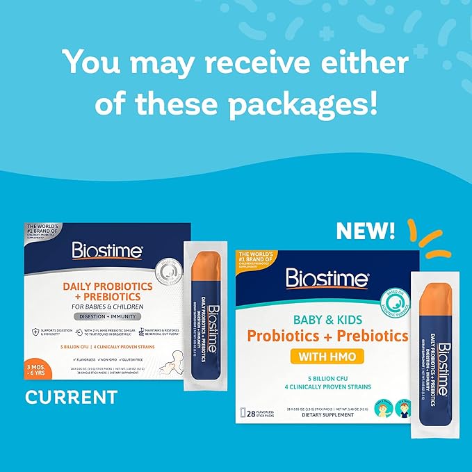 Biostime Baby Probiotic for Kids with HMO & Prebiotic Fiber | Kids Immune Support | Constipation Relief and Digestion Support Probiotics for Kids, Toddlers and Infants - 28 Powder Packets