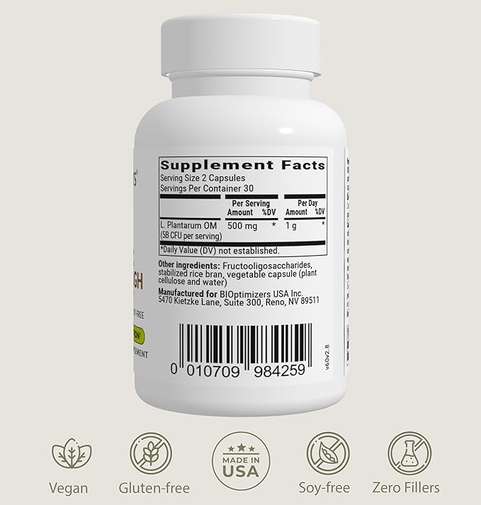 BIOptimizers Probiotic Breakthrough, Proteolytic Prebiotics & Probiotics Supplement – Lactobacillus Plantarum OM for Immune, Bloating & Gut Relief Support, 60 Vegan Capsules