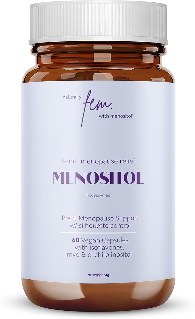 Inositol FEM Menositol 19-in-1 60Caps, Perimenopause & Menopause Supplements for Women Weight Loss with Myo-Inositol, D-chiro and Isoflavones, Control Metabolic Health, 100% Natural, Hormone, SoyFree