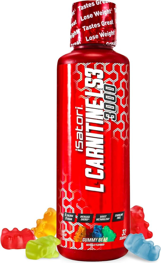iSatori L-Carnitine LS3 3000, Triple-Blend Liquid L Carnitine Supplement, with Acetyl & Tartrate, Stimulant Free Energy, No Calories, Sugar or Gluten, Keto-Friendly, Gummy Bear Flavor (32 Servings)