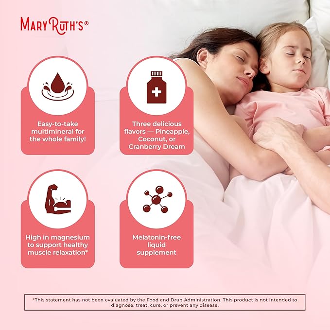 MaryRuth's Liquid Nighttime Multimineral | Sugar Free | Calm Magnesium Citrate | NO Melatonin | Calcium Magnesium Zinc | Muscle Relaxation | Available in 4 Flavors | Vegan | Gluten Free | 32 Servings