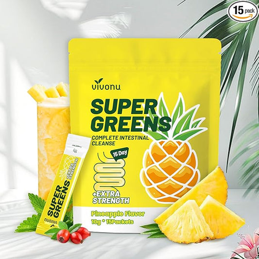 Colon Cleanse Digestive Support/Pineapple Detox Powder/Natura/Sweetener Without Artificia/Flavors - Daily Fiber for Toxin Elimination to Reduce Bloating