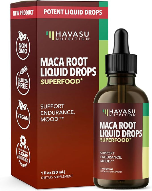 Organic Maca Root Drops Liquid - Supports Endurance, Mood, and Performance in Men & Women - Black Maca to Promote Overall Health & Support Fertility - Alcohol Free, Non-GMO, Vegan, Unflavored, 30mL