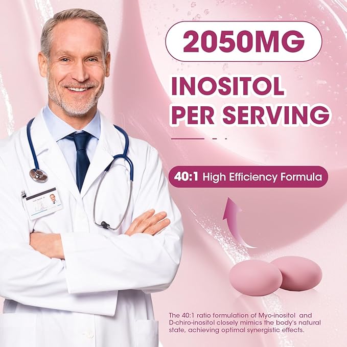 Liposomal Myo-Inositol & D-Chiro Inositol Supplement for Women - 40:1 Ratio Plus Omega-3 - Hormone Balance, Support Ovarian, Help Menstrual Cycles & Mood - Vegan 120 Softgels