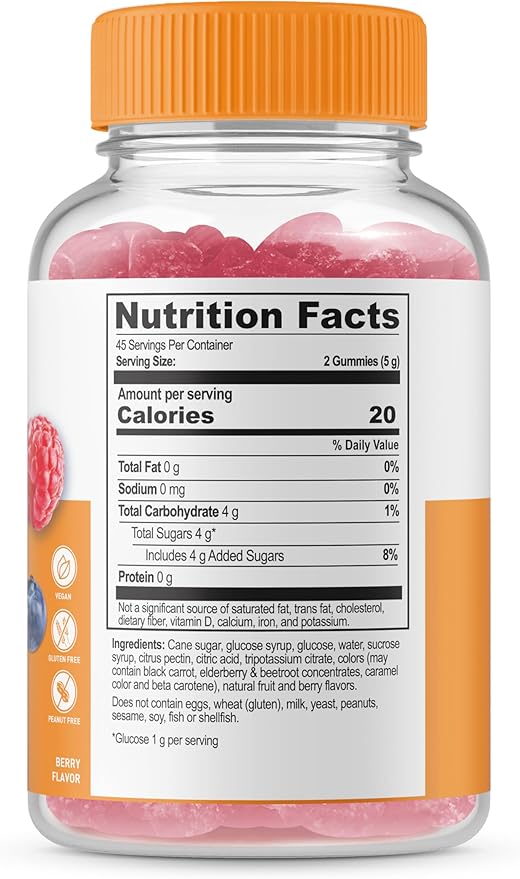Lifeable Iron with Vitamin C + Glucose, Gummies Bundle - Great Tasting, Vitamin Supplement, Gluten Free, GMO Free, Chewable Gummy