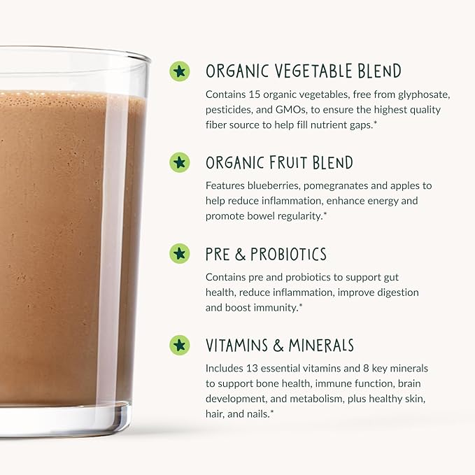 Beam Kids All in One Superfood Powder, Nutritional Shake, Organic Greens, Probiotics, Vitamins, Immune Support, Gut Health, Superfood Drink, Daily Nutrition for Children, No Artificial Sweeteners