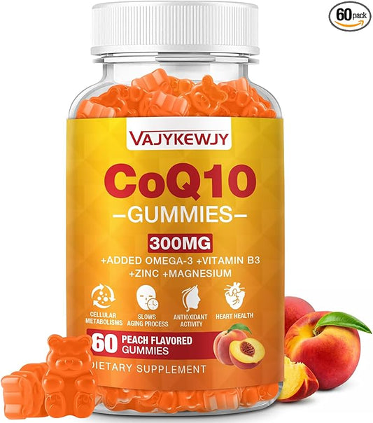 Sugar-Free CoQ10 Gummies 3000 mg - Plus Omega-3, Vitamin B3 & Zinc, High Absorption Coenzyme Q10 Supplements for Cellular Energy & Antioxidant Support, Vegan 60 Count