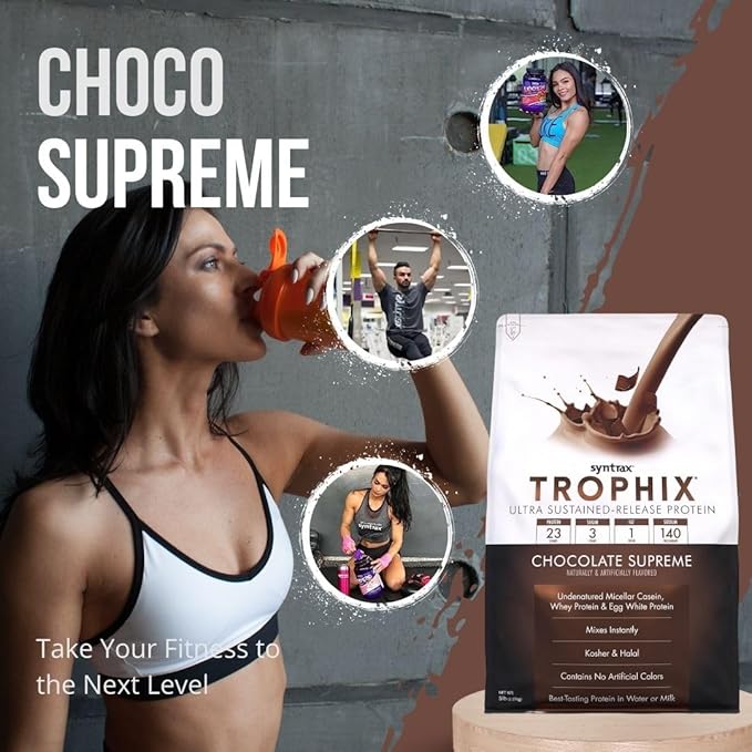 Syntrax Bundle: Trophix Undenatured Casein Protein Chocolate Supreme - Instant Mix Whey Protein & Egg White Protein Powder - 5 Pounds High Protein Powder and Worldwide Nutrition Keychain