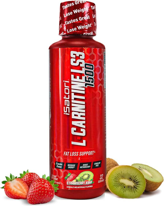 iSatori L-Carnitine LS3 Concentrated Liquid Metabolic Enhancer and Energy Booster - Health and Fitness - Keto Friendly - Stimulant Free - Strawberry Kiwi 1500mg (32 Servings)