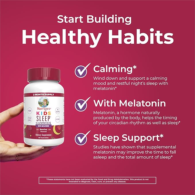MaryRuth's Melatonin Gummies for Kids | 2 Month Supply | Sleep Gummies for Kids Ages 4+ | Kids Melatonin Gummy | Melatonin 1 mg | Relaxation & Sleep Support | Vegan | Gluten Free | 60 Count