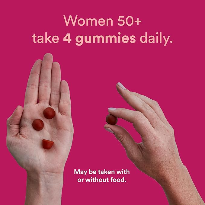 SmartyPants Multivitamin Gummy for Women 50 and Over: Omega 3 Fish Oil (EPA/DHA), Methylfolate, CoQ10, Vitamin D3, C, Vitamin B12, B6, A, K & Zinc, Biotin, Gluten Free, 120 Count (30 Day Supply)