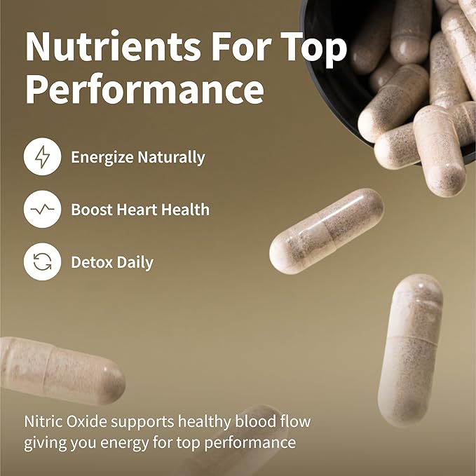 Snap Supplements Nitric Oxide Booster, Nitric Oxide Supplement for Blood Circulation and Blood Flow, 60 Capsules