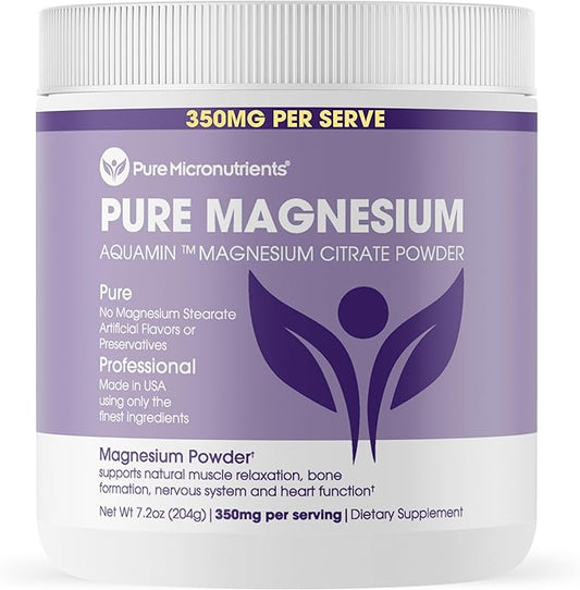 Pure Magnesium Citrate Powder to Support Sleep, Muscle & Bone Health, Energy, Heart & Digestion. Unflavored Magnesium Powder Drink Mix, Vegan, 60 Servings