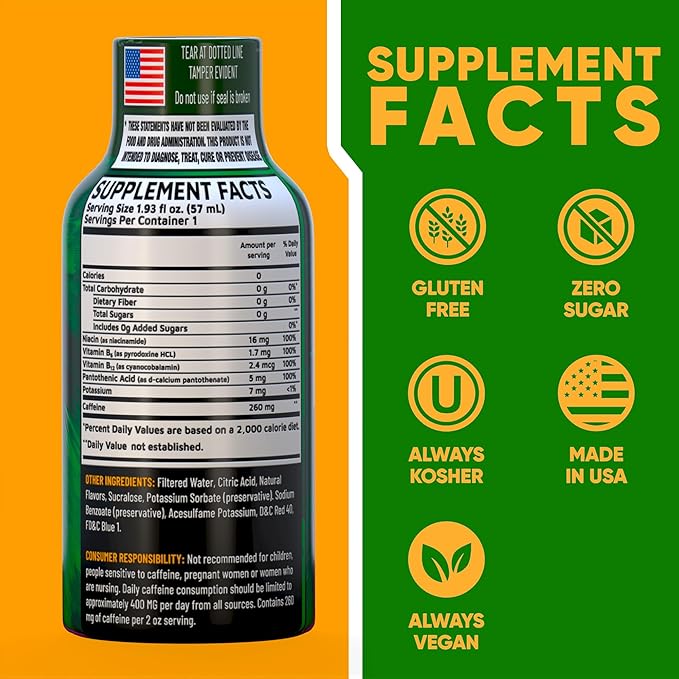 B12 Overload Extra Strength Energy Shot – Grape – 260mg Caffeine, 14000% B12, Electrolytes – Energy & Vitality Support – Zero Sugar No Calories – Vegan, Kosher, Gluten-Free – 1.93 fl oz, 10-Pack