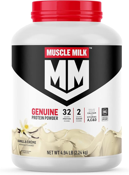 Muscle Milk Genuine Protein Powder, Vanilla Creme, 32g Protein, 4.94 Pound, 32 Servings
