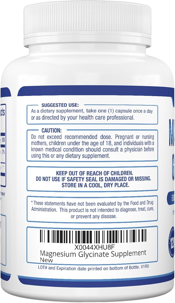 Purely Optimal Magnesium Glycinate 500mg - Premium Non-Buffered Supplement for Sleep, Calm & Muscle Function Support, 120 Easy-to-Swallow Capsules - High Absorption & Gentle on Stomach