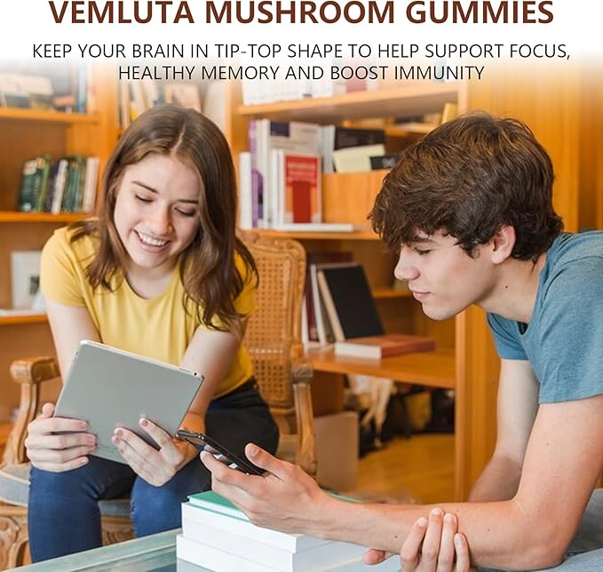 2 Packs 5000MG Mushroom Gummies -10 Blend Organic Mushroom Supplement containing Lion's Mane and Reishi for Brain and Immune Boosting, Vegan Blueberry Flavor, Non-GMO, 120 Counts