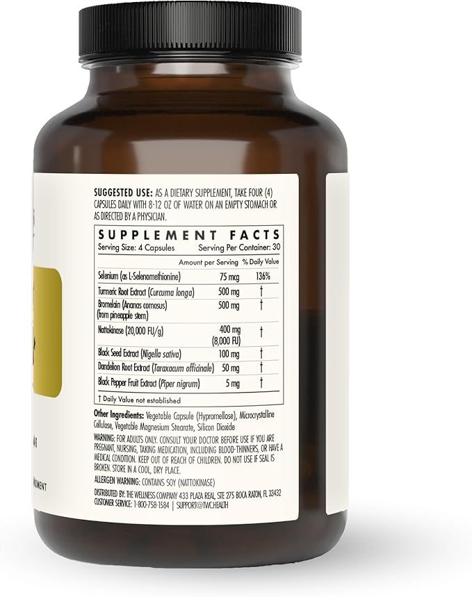The Wellness Company Ultimate Spike Detox | 120 Capsules | 3-in-1 Formula with Nattokinase, Bromelain, and Curcumin | Non-GMO, Gluten-Free