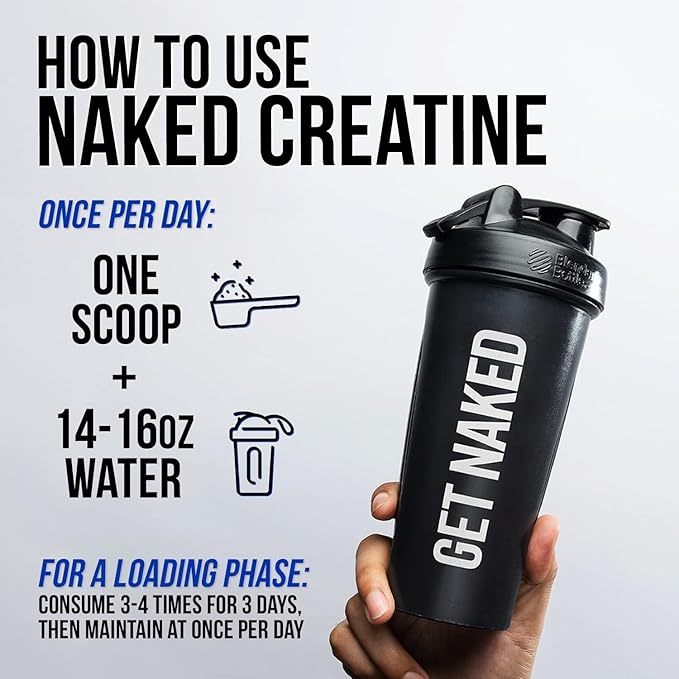 Naked Pure Micronized Creatine Monohydrate - 100 Servings - 500 Grams, 1.1Lb Bulk, Vegan, Non-GMO, Gluten Free, Soy Free. Aid Strength Gains, No Artificial Ingredients Creatine