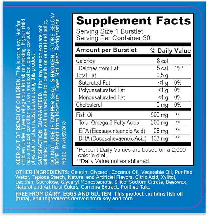 Real Health Bioglan Kids Smart Omega 3 Fish Oil, 30 Chewable Burstlets (Pack of 3)