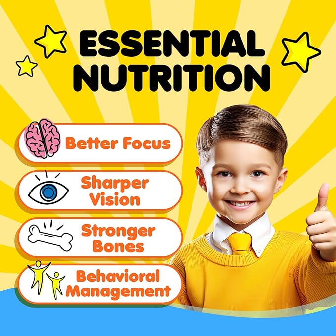 LABO Nutrition I My Kids Brain & Bones Chewable Burstlet, Gluten Free, for Stronger Bones & Behavioral Management, 76% Ultra-Concentrated rTG Form Omega 3 DHA Fish Oil, Vitamin D3 & K2, Orange