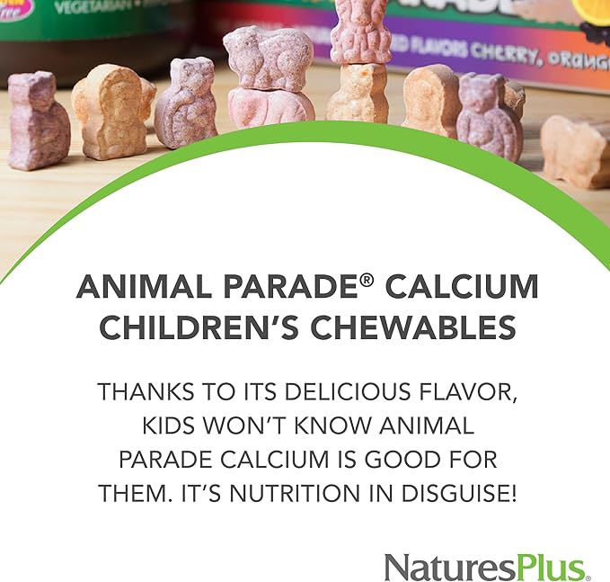 NaturesPlus Animal Parade Calcium, Vanilla Sundae Flavor - 90 Animal-Shaped Chewable Tablets - Pack of 2 - Promotes Healthy Bones - Vegan, Gluten Free - 180 Total Servings