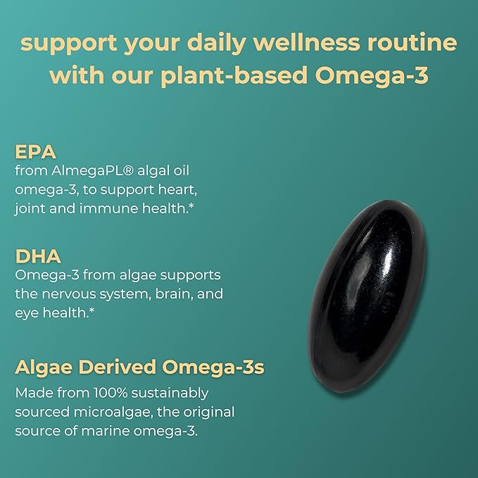 Iwi Omega-3 Essential, 90 Softgels (90 Servings), Plant-Based Algae Omega 3 with EPA + DHA, Brain, Heart & Immune Support Dietary Supplement, Krill & Fish Oil Alternative, No Fishy Aftertaste