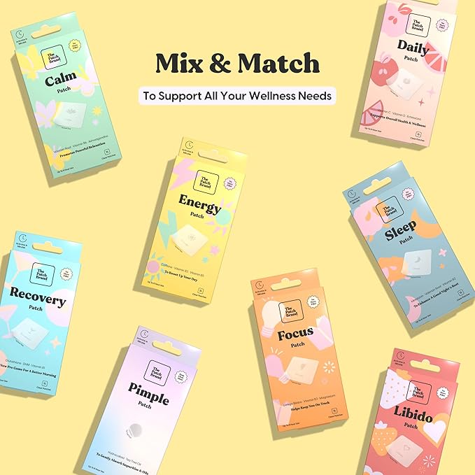 The Patch Brand Energy Patches | Supports Energy with Caffeine and B5 and B3 | All Natural Vitamins & Mineral Patch Plant Based and Cruelty Free Water Resistant Patches That Last All Day