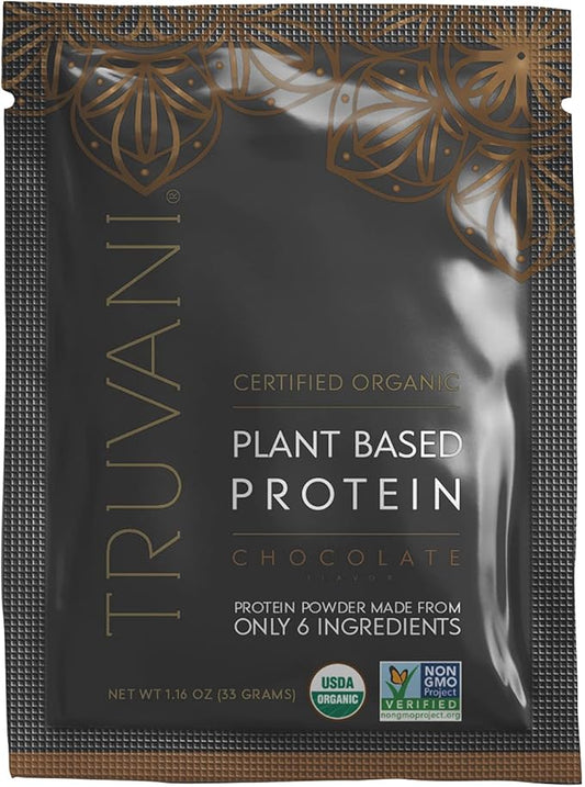 Truvani Vegan Pea Protein Powder | Chocolate | 20g Organic Plant Based Protein | 1 Serving | Keto | Gluten & Dairy Free | Low Carb | No Added Sugar