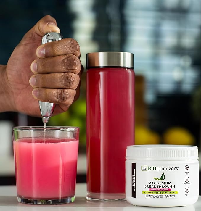 BIOptimizers Magnesium Breakthrough Drink - 8 Forms of Magnesium, Electrolytes, Sleep Health, Stress, Muscle Recovery, Heart Support | Glycinate, Citrate, Malate- Tart Cherry